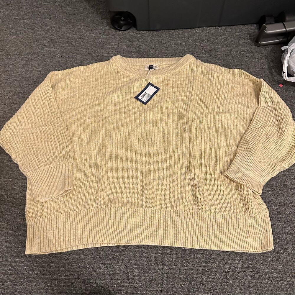 Universal Thread Textured Crewneck Pullover Sweater Yellow Multi Womens 4X NWT